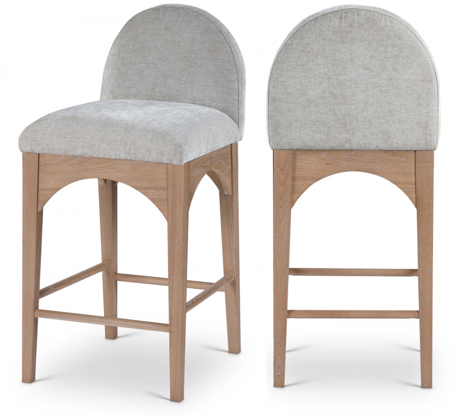 Waldorf Chenille Fabric Upholstered Counter Stool — 390-C - Grey - 390Grey-C Double Chair