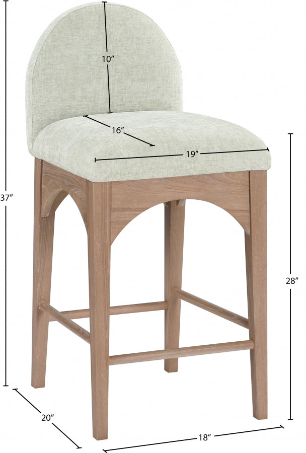 Waldorf Chenille Fabric Upholstered Counter Stool — 390-C - Mint - 390Mint-C Dim