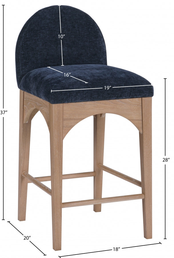 Waldorf Chenille Fabric Upholstered Counter Stool — 390-C - Blue - 390Navy-C Dim