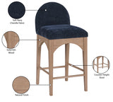 Waldorf Chenille Fabric Upholstered Counter Stool — 390-C - Blue - 390Navy-C Infographic