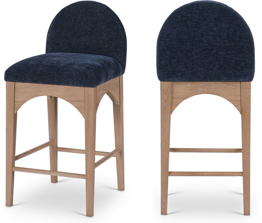 Waldorf Chenille Fabric Upholstered Counter Stool — 390-C - Blue - 390Navy-C Double Chair