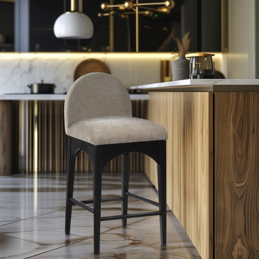 Waldorf Chenille Fabric Upholstered Counter Stool — 392-C - Beige - 392Beige-C alternate view 1