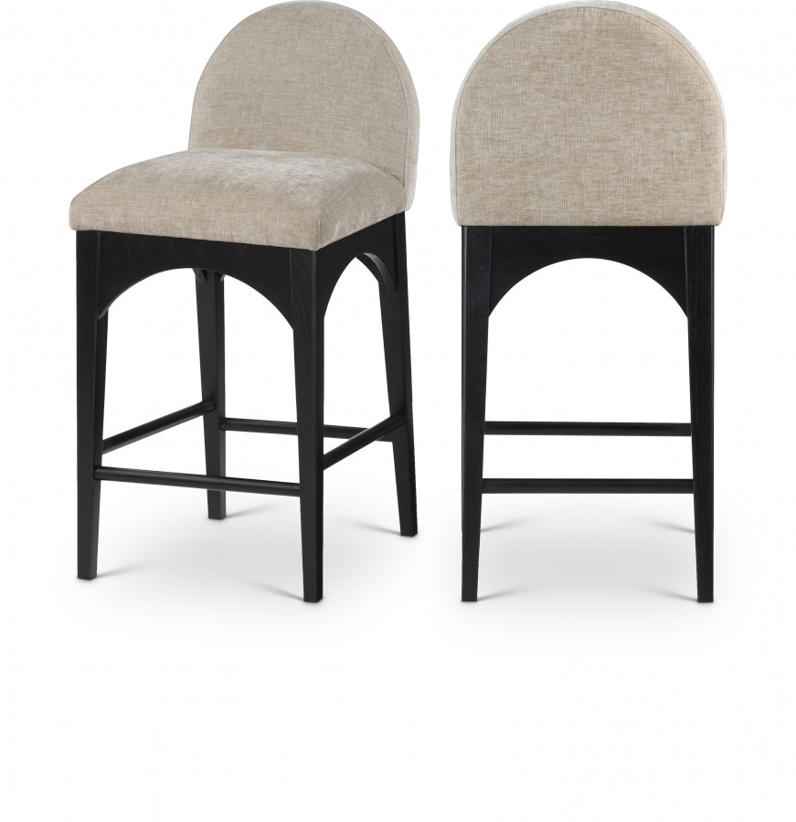 Waldorf Chenille Fabric Upholstered Counter Stool — 392-C - Beige - 392Beige-C Double Chair