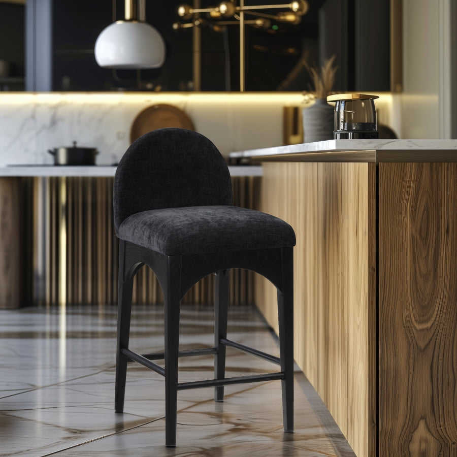 Waldorf Chenille Fabric Upholstered Counter Stool — 392-C - Black - 392Black-C alternate view 1