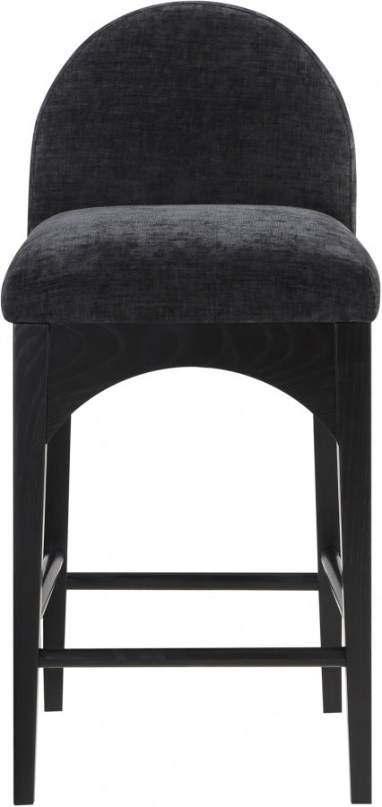 Waldorf Chenille Fabric Upholstered Counter Stool — 392-C - Black - 392Black-C alternate view 3