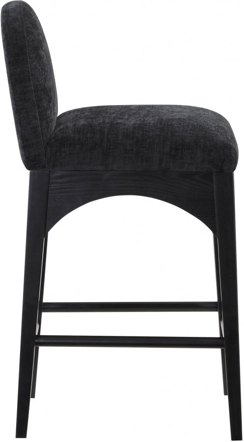 Waldorf Chenille Fabric Upholstered Counter Stool — 392-C - Black - 392Black-C alternate view 4