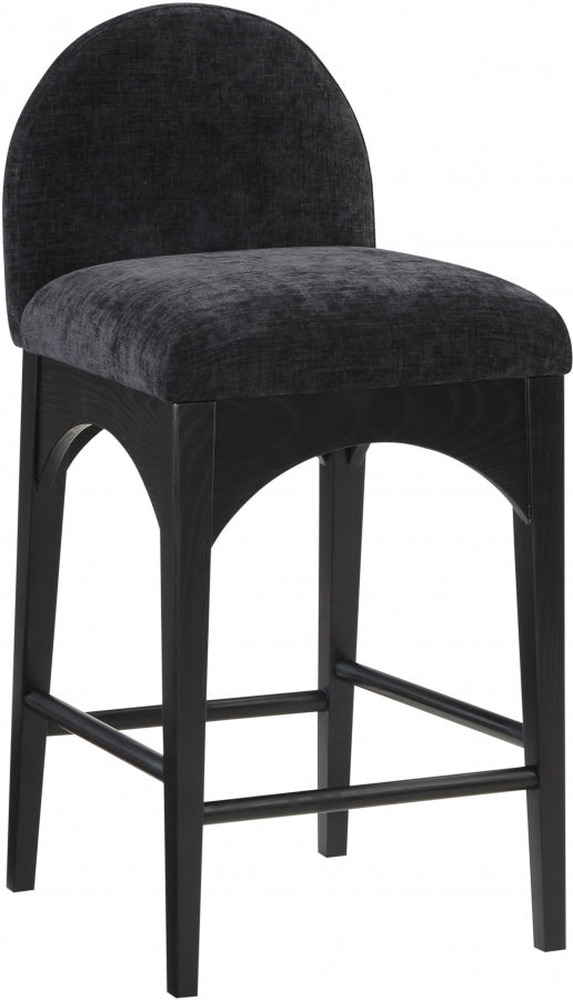 Waldorf Chenille Fabric Upholstered Counter Stool — 392-C - Black - 392Black-C
