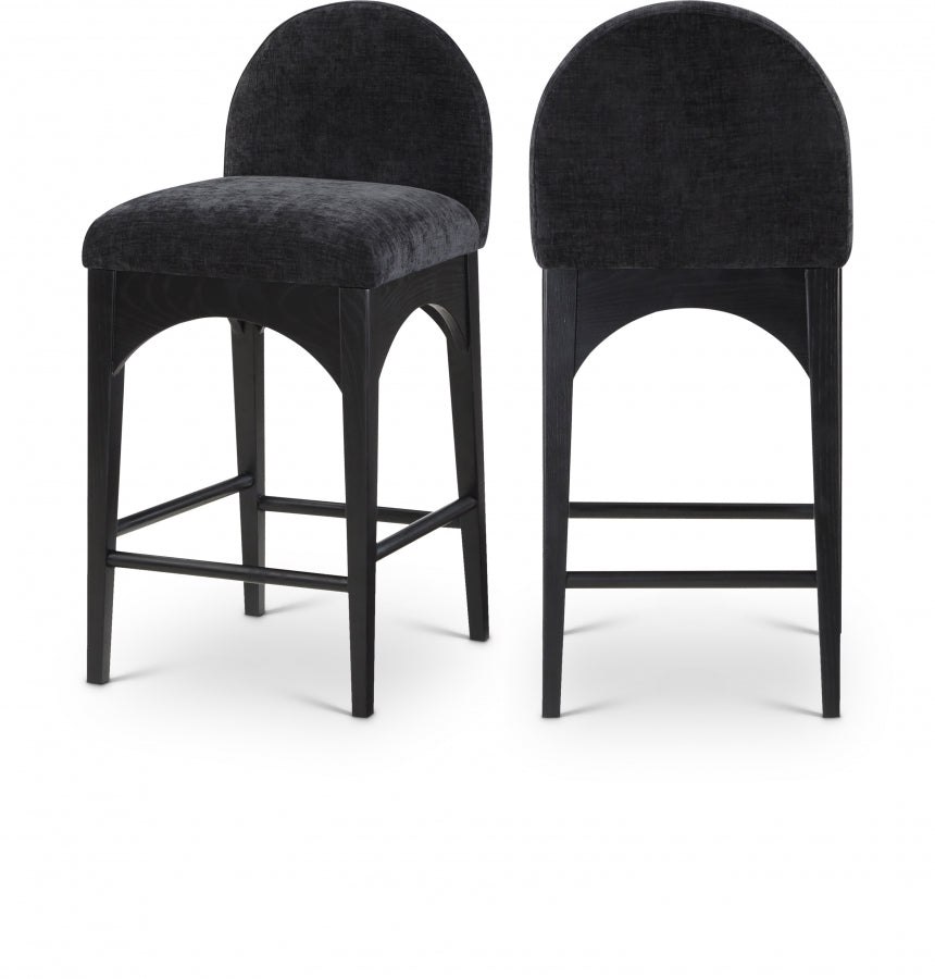 Waldorf Chenille Fabric Upholstered Counter Stool — 392-C - Black - 392Black-C Double Chair