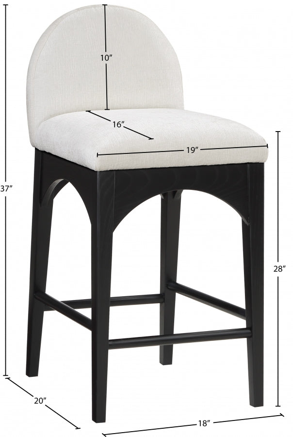 Waldorf Chenille Fabric Upholstered Counter Stool — 392-C - Cream - 392Cream-C Dim