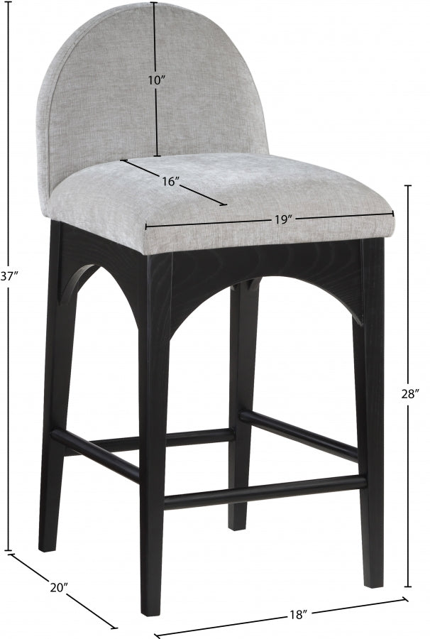 Waldorf Chenille Fabric Upholstered Counter Stool — 392-C - Grey - 392Grey-C Dim