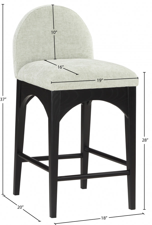 Waldorf Chenille Fabric Upholstered Counter Stool — 392-C - Mint - 392Mint-C Dim