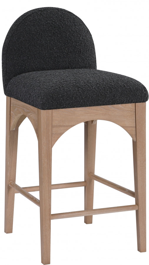 Waldorf Boucle Fabric Upholstered Counter Stool — 394-C - Black - 394Black-C