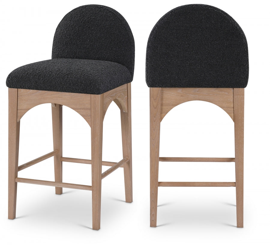 Waldorf Boucle Fabric Upholstered Counter Stool — 394-C - Black - 394Black-C Double Chair