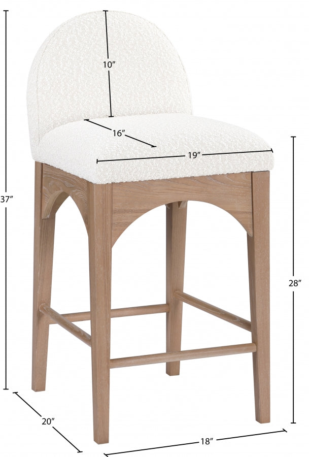 Waldorf Boucle Fabric Upholstered Counter Stool — 394-C - Cream - 394Cream-C Dim