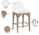 Waldorf Boucle Fabric Upholstered Counter Stool — 394-C - Cream - 394Cream-C Infographic