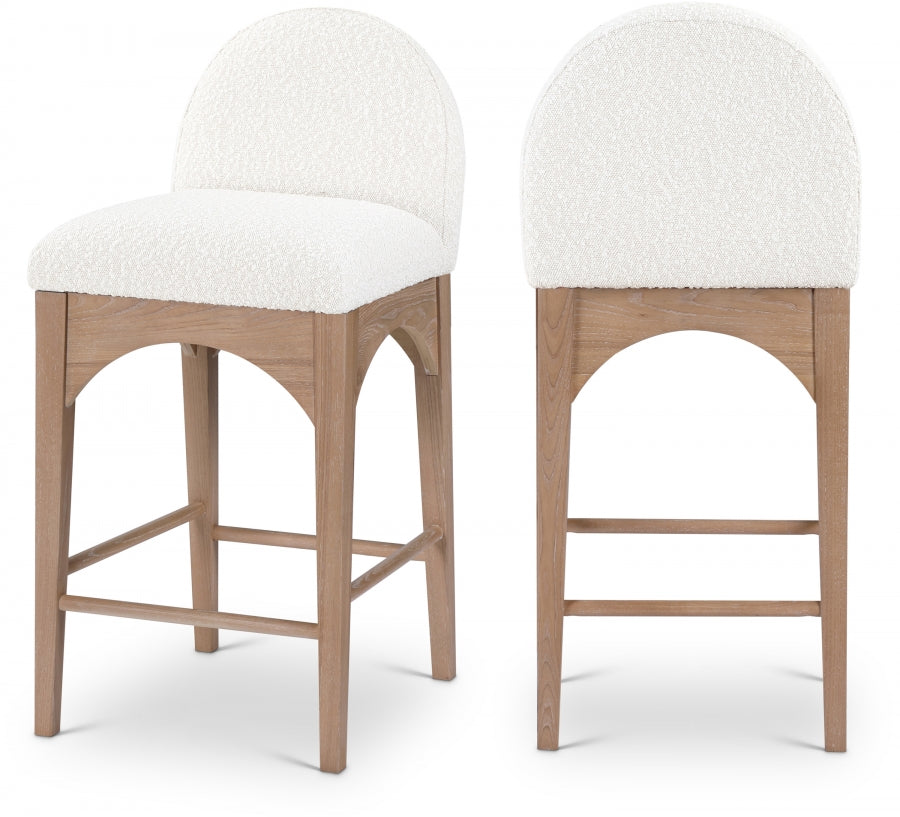 Waldorf Boucle Fabric Upholstered Counter Stool — 394-C - Cream - 394Cream-C Double Chair