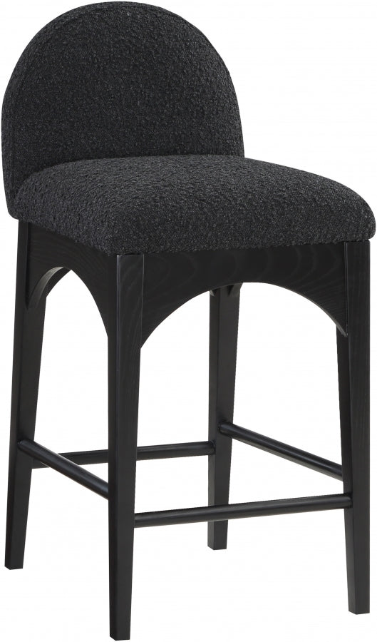 Waldorf Boucle Fabric Upholstered Counter Stool — 395-C - Black - 395Black-C