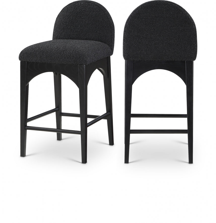 Waldorf Boucle Fabric Upholstered Counter Stool — 395-C - Black - 395Black-C Double Chair