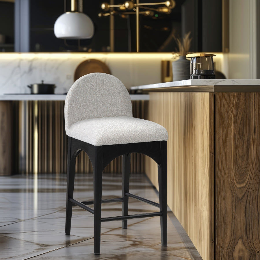Waldorf Boucle Fabric Upholstered Counter Stool — 395-C - Cream - 395Cream-C alternate view 1