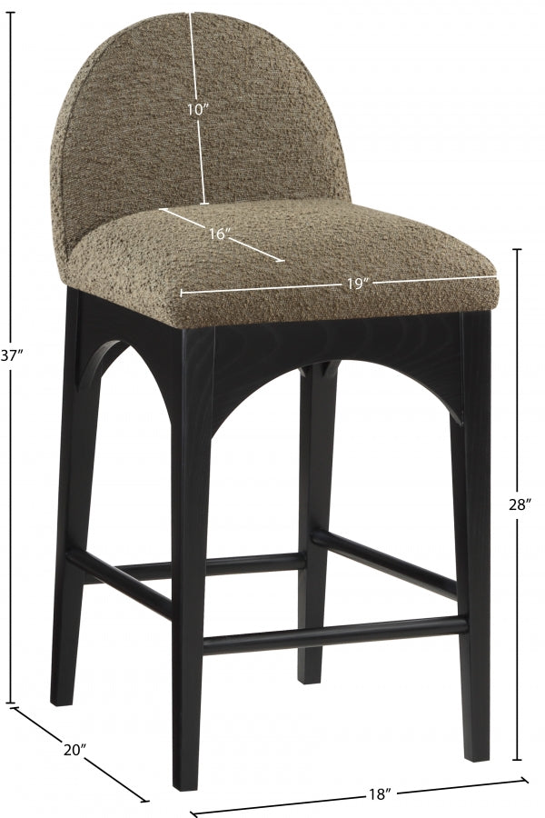 Waldorf Boucle Fabric Upholstered Counter Stool — 395-C - Olive - 395Olive-C Dim