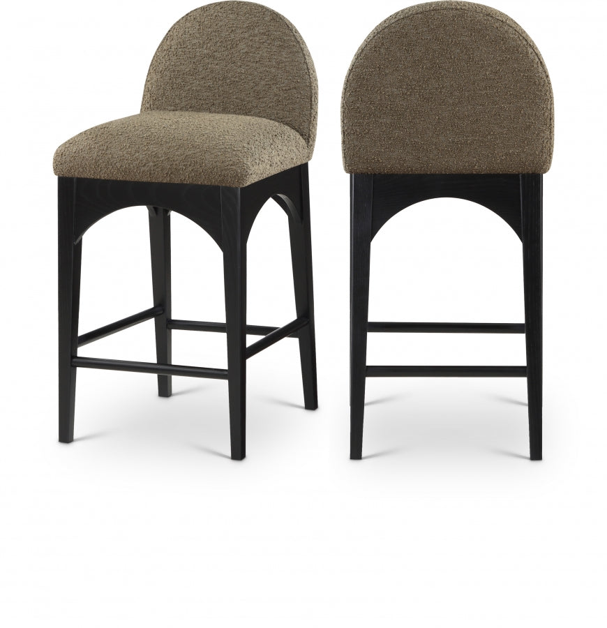 Waldorf Boucle Fabric Upholstered Counter Stool — 395-C - Olive - 395Olive-C Double Chair