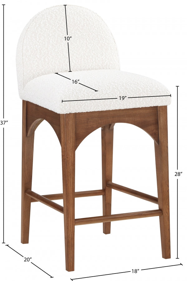 Waldorf Boucle Fabric Upholstered Counter Stool — 399-C - Cream - 399Cream-C Dim