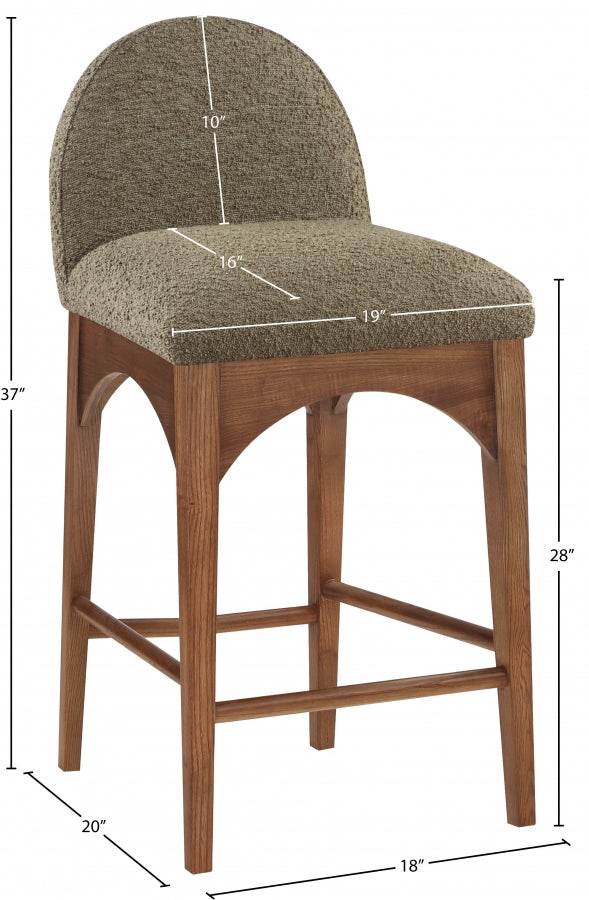Waldorf Boucle Fabric Upholstered Counter Stool — 399-C - Olive - 399Olive-C Dim