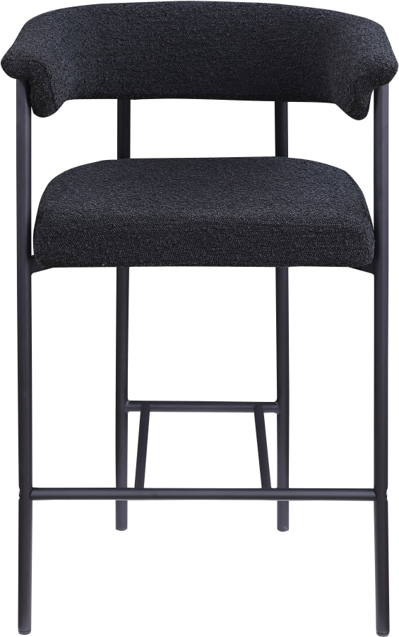 Malin Boucle Fabric Upholstered Counter Stool — 412-C - Black - 412Black-C alternate view 2