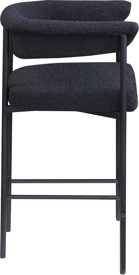 Malin Boucle Fabric Upholstered Counter Stool — 412-C - Black - 412Black-C alternate view 3