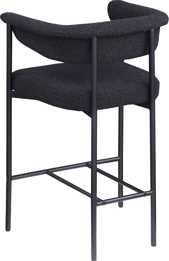 Malin Boucle Fabric Upholstered Counter Stool — 412-C - Black - 412Black-C alternate view 5