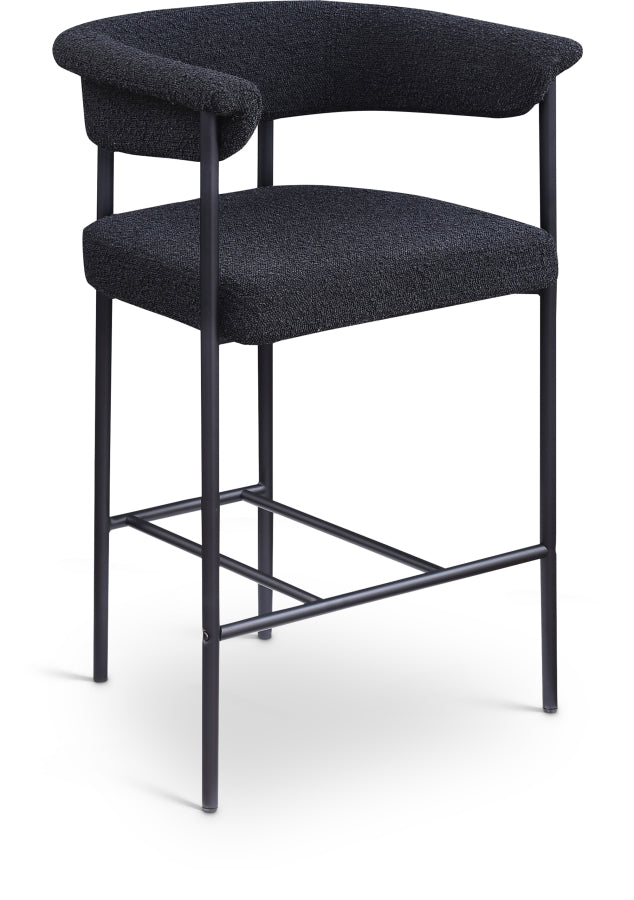 Malin Boucle Fabric Upholstered Counter Stool — 412-C - Black - 412Black-C