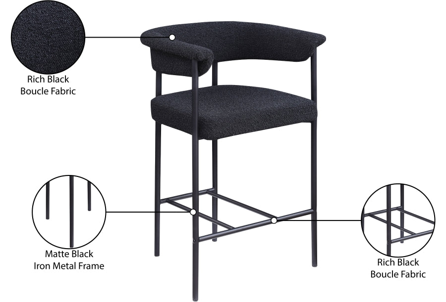 Malin Boucle Fabric Upholstered Counter Stool — 412-C - Black - 412Black-C Infographic