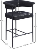 Malin Boucle Fabric Upholstered Counter Stool — 412-C - Black - 412Black-C Dim