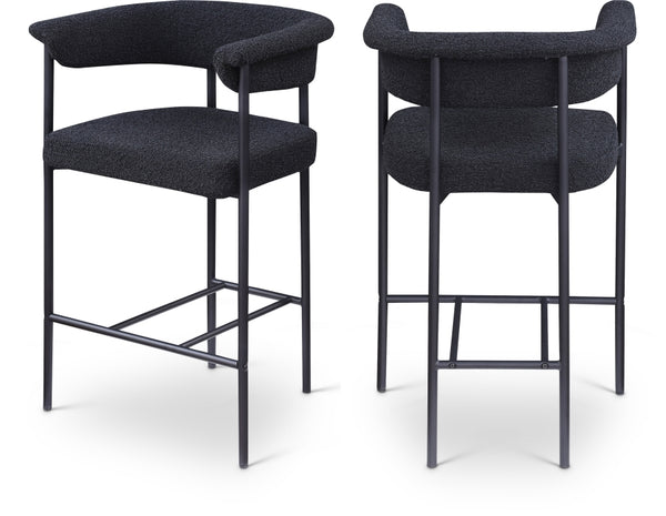 Malin Boucle Fabric Upholstered Counter Stool — 412-C - Black - 412Black-C Double Chair