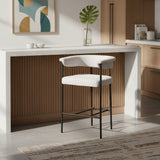 Malin Boucle Fabric Upholstered Counter Stool — 412-C - Cream - 412Cream-C alternate view 1