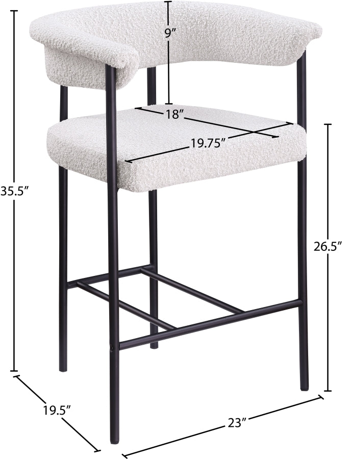 Malin Boucle Fabric Upholstered Counter Stool — 412-C - Cream - 412Cream-C Dim