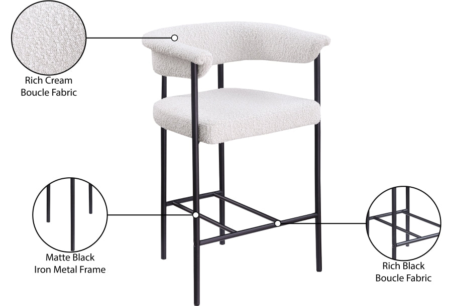 Malin Boucle Fabric Upholstered Counter Stool — 412-C - Cream - 412Cream-C Infographic