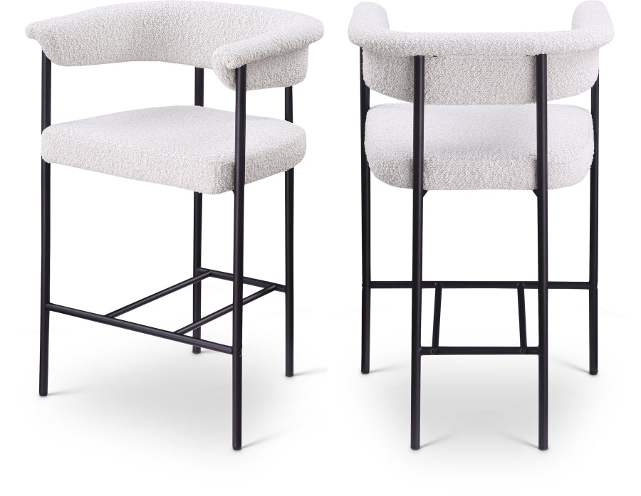 Malin Boucle Fabric Upholstered Counter Stool — 412-C - Cream - 412Cream-C Double Chair