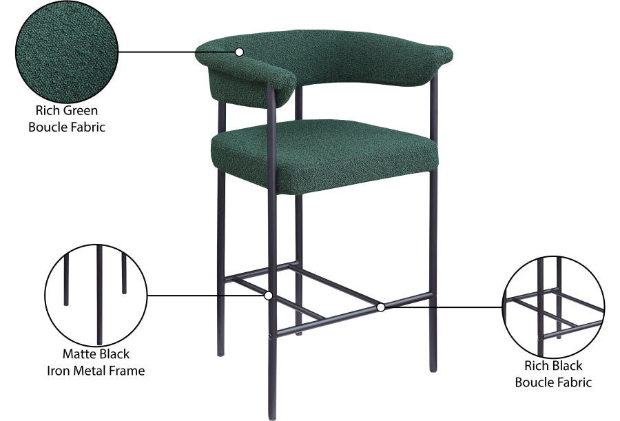 Malin Boucle Fabric Upholstered Counter Stool — 412-C - Green - 412Green-C Infographic