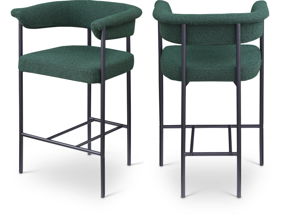 Malin Boucle Fabric Upholstered Counter Stool — 412-C - Green - 412Green-C Double Chair