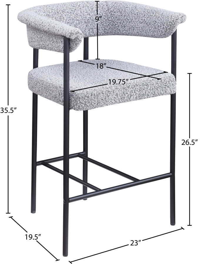 Malin Boucle Fabric Upholstered Counter Stool — 412-C - Grey - 412Grey-C Dim