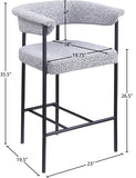 Malin Boucle Fabric Upholstered Counter Stool — 412-C - Grey - 412Grey-C Dim