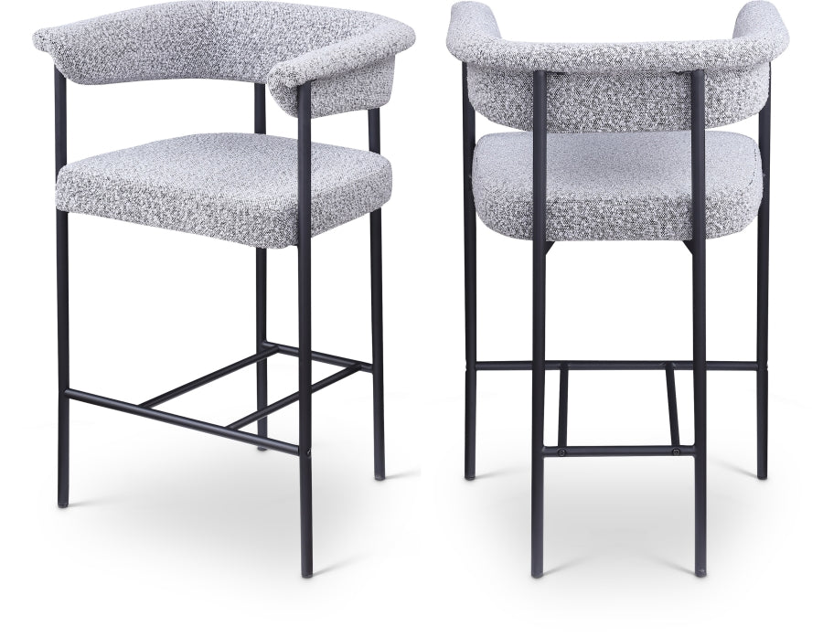 Malin Boucle Fabric Upholstered Counter Stool — 412-C - Grey - 412Grey-C Double Chair