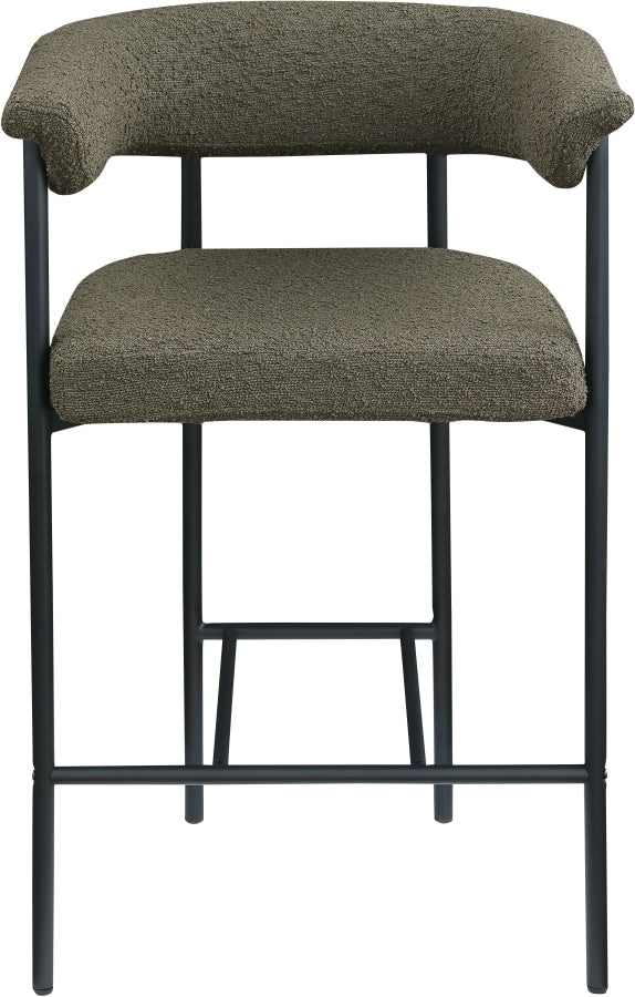 Malin Boucle Fabric Upholstered Counter Stool — 412-C - Olive - 412Olive-C alternate view 2