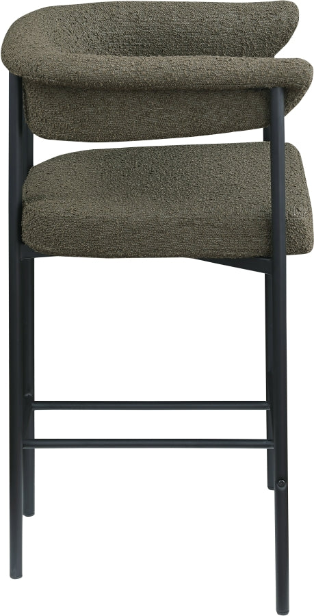 Malin Boucle Fabric Upholstered Counter Stool — 412-C - Olive - 412Olive-C alternate view 3