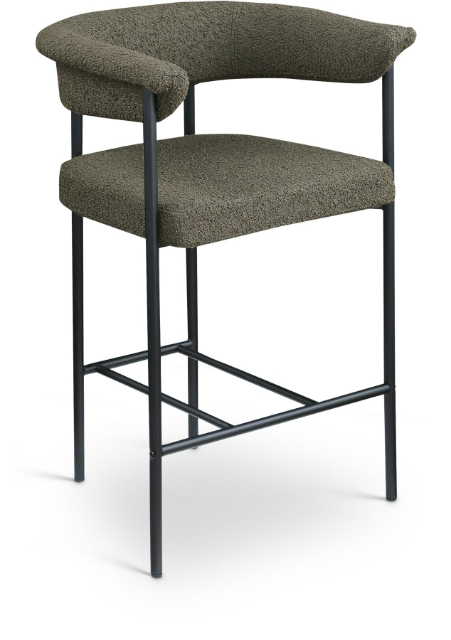 Malin Boucle Fabric Upholstered Counter Stool — 412-C - Olive - 412Olive-C