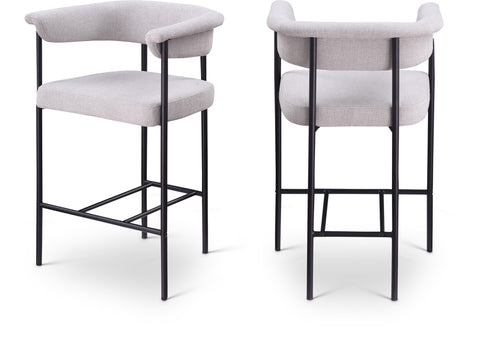 Malin Linen Textured Fabric Upholstered Counter Stool — 426-C (Set of 2)