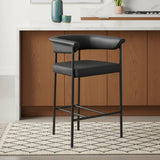 Malin Vegan Leather Upholstered Counter Stool — 428-C - Black - 428Black-C alternate view 1