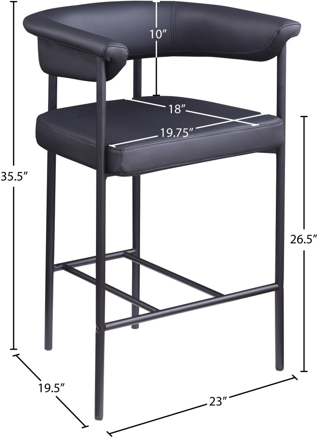 Malin Vegan Leather Upholstered Counter Stool — 428-C - Black - 428Black-C Dim