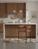Malin Vegan Leather Upholstered Counter Stool — 428-C - Cognac - 428Cognac-C alternate view 1